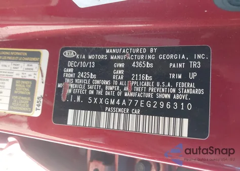 2014 Kia Optima Lx z USA, uszkodzony, nr VIN 5XXGM4A77EG296310